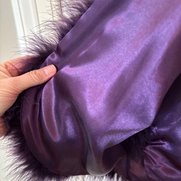 Purple Maribou Feather Open Crop Bolero Jacket size Large - Picture 8 of 9